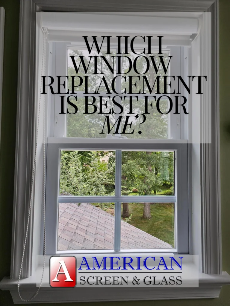 White double-hung window with an overlaid title asking which replacement window is best.