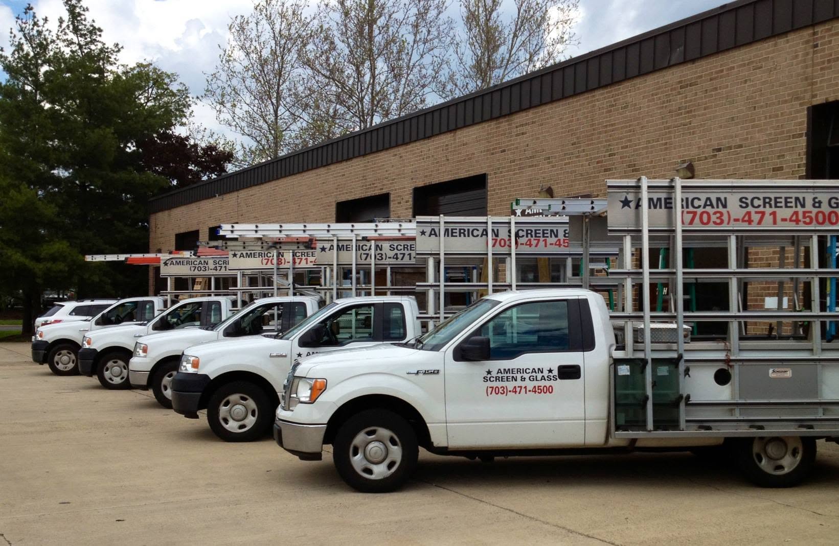 American Screen & Glass service trucks at the Sterling, VA shop